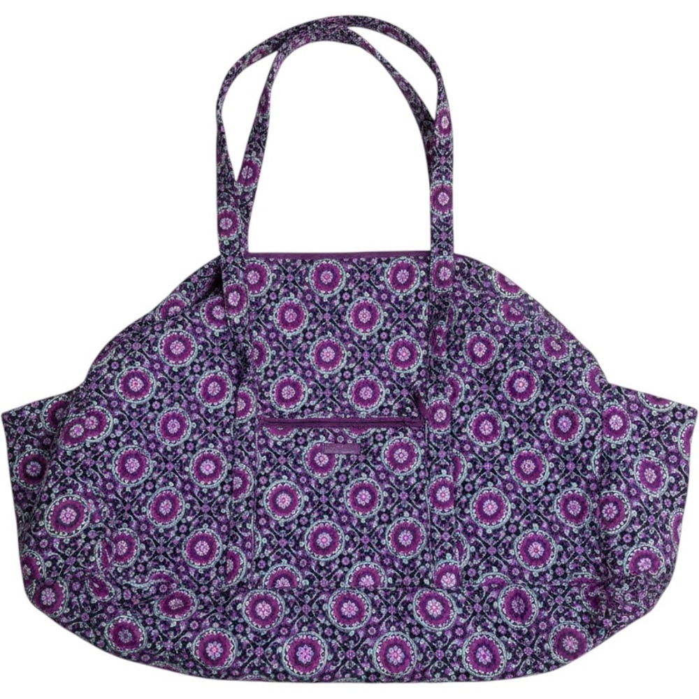 Vera Bradley Quilted Cotton Large Duffel Bag Purple Blue Mandala Floral N3